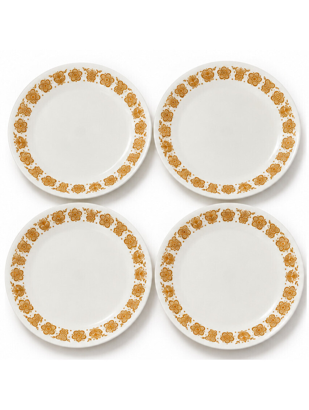 Vintage Corelle Butterfly Gold 8.5" Luncheon Plates Set of 4 Corning USA